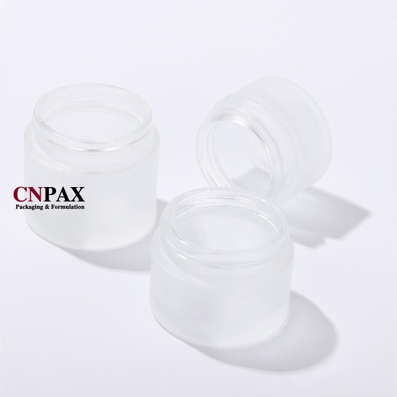 clear frosted matte glass cream jar