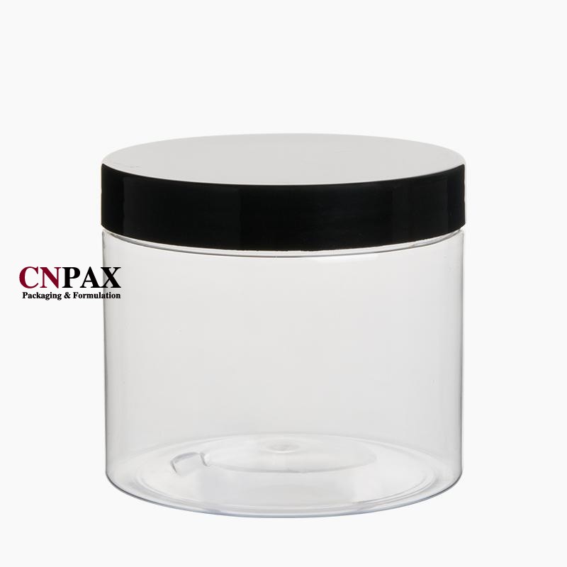 400 ml 13 oz plastic food storage jar container with black cap