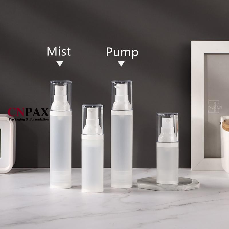 clear frosted matte airless serum bottles