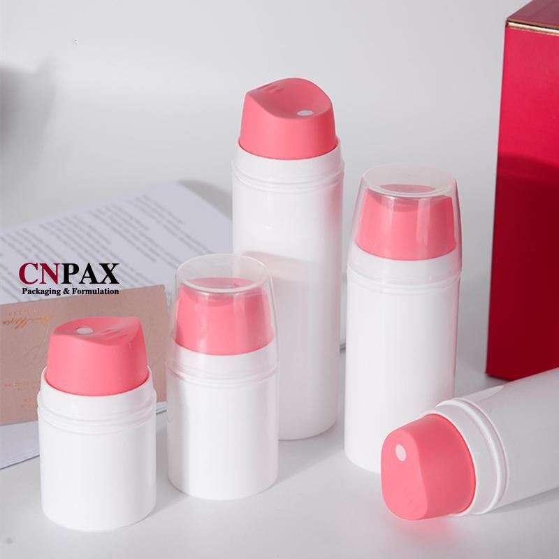pink airless pump dispenser skin care packaging