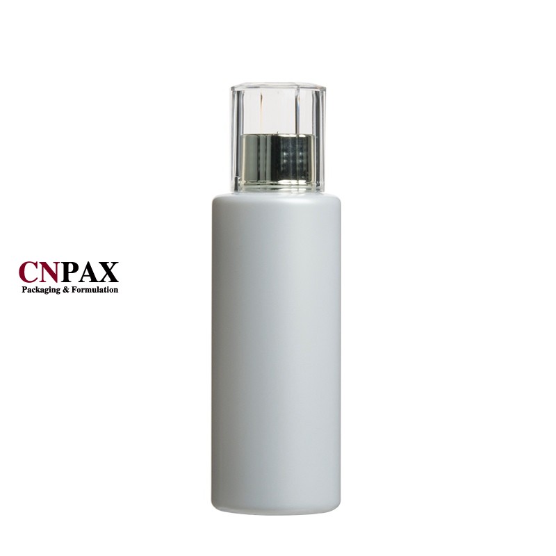 Skin Care Packaging 140ml 4.67oz White Cylinder Heavy Wall PET Plastic Bottle with Diamond Screw Cap